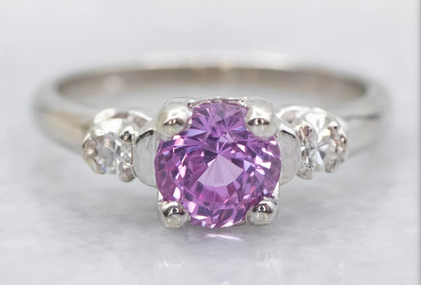 Pink Sapphire Diamond Ring