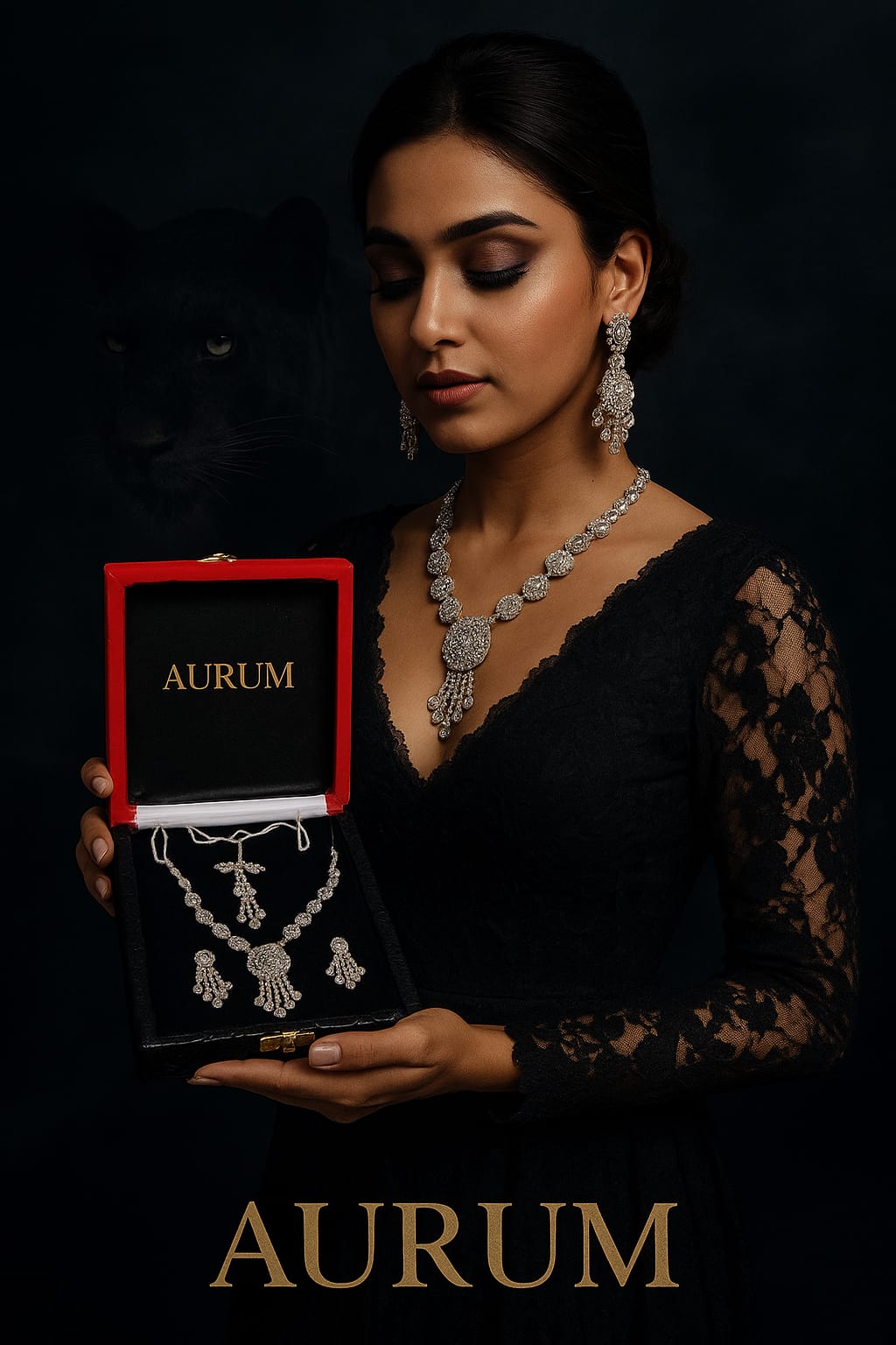 Diamond Stone Necklace & Earring Set
