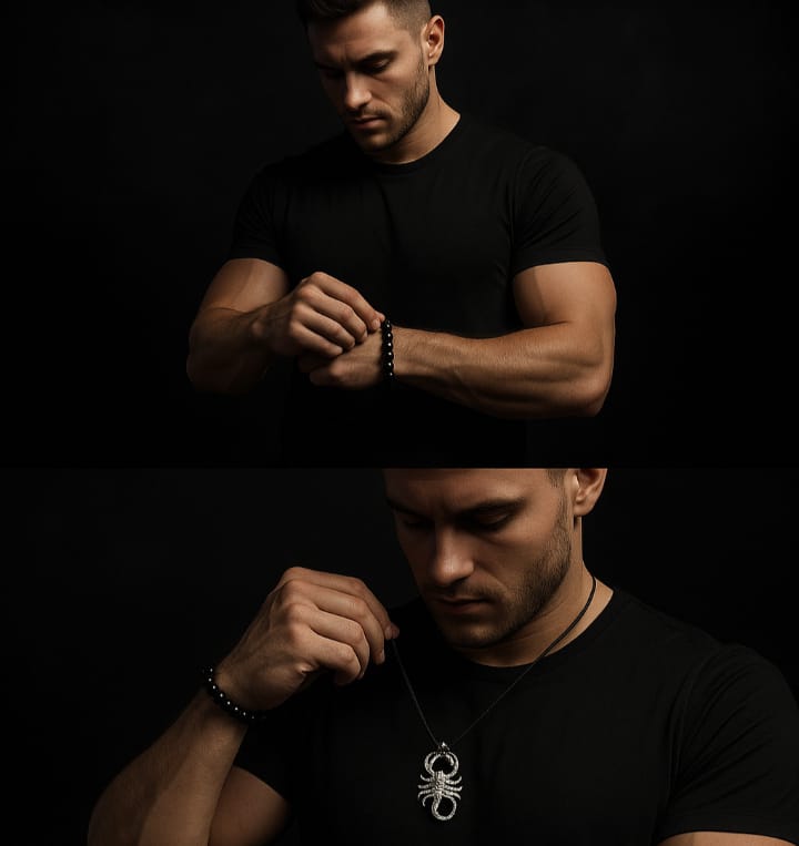 Mens Necklace & 3 rings & 1 bracelet