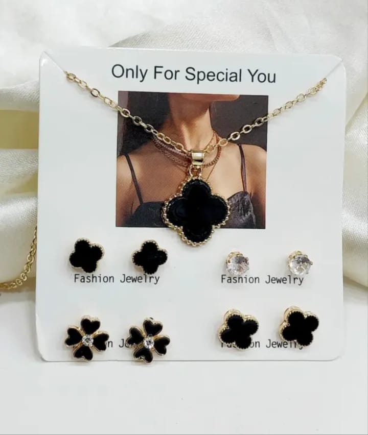 Clover Necklace & 4 pair tops for girls